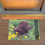 Chocolate Labrador Retriever Dog In Orange Poppies Doormat at Zazzle