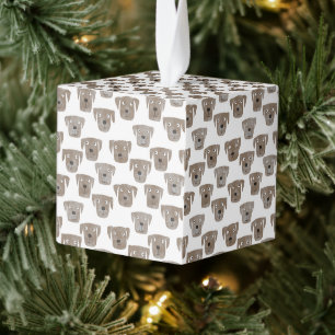 Chocolate Labrador Retriever Dog Pattern Cube Ornament