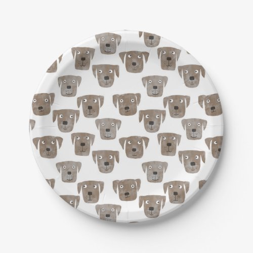 Chocolate Labrador Retriever Dog Pattern Cute Paper Plates