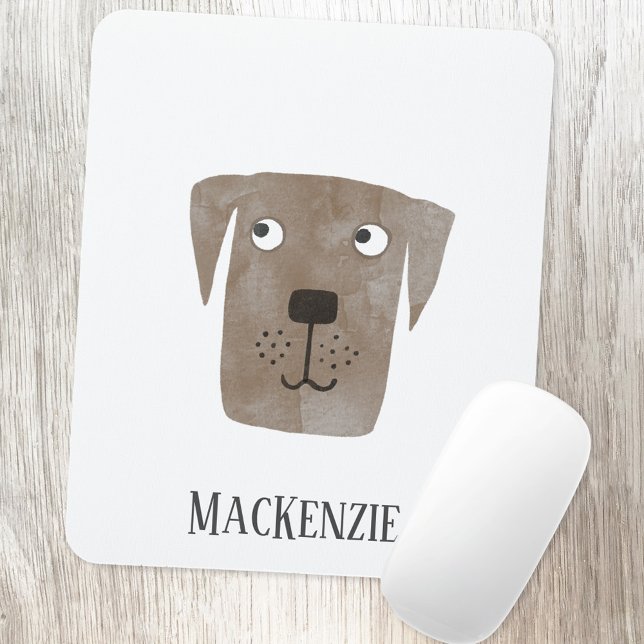 Chocolate Labrador Retriever Dog Personalized Mouse Pad (Fun Chocolate Labrador Retriever dog personalized name art mousemat)