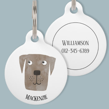 Chocolate Labrador Retriever Dog Personalized Pet Id Tag by Squirrell at Zazzle