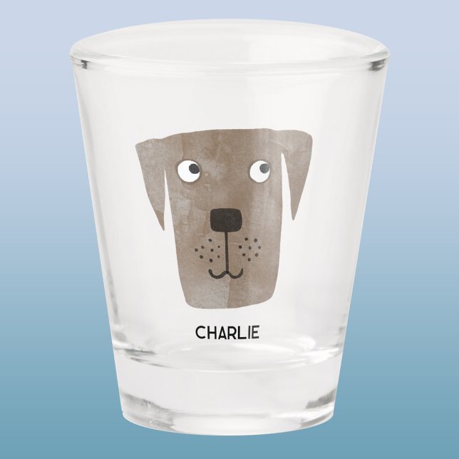 Chocolate Labrador Retriever Dog Personalized Shot Glass (Fun Chocolate Labrador Retriever Dog personalized name shot glass for animal lovers)