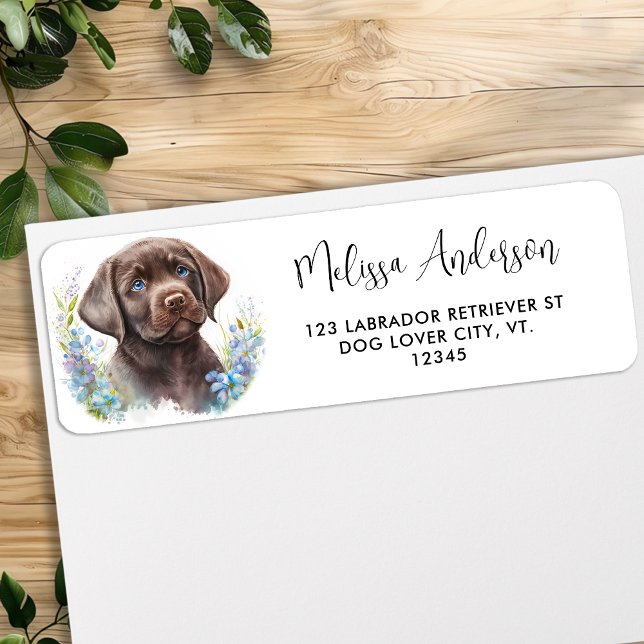 Chocolate Labrador Retriever Dog Return Address Label (Creator Uploaded)