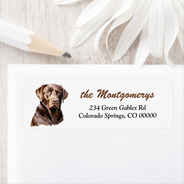 Chocolate Labrador Retriever Dog Return Address Label (Insitu)