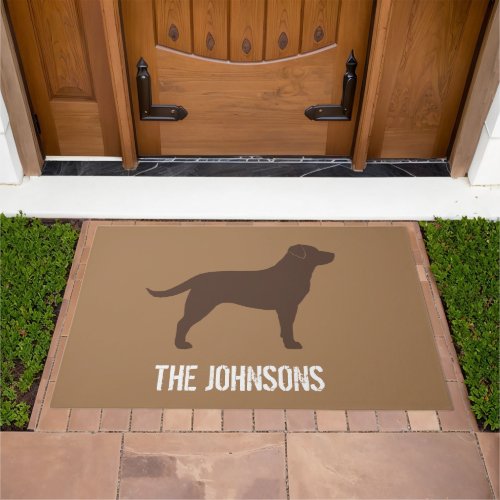 Chocolate Labrador Retriever Dog Silhouette Custom Doormat