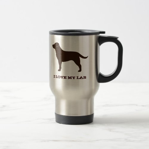 Chocolate Labrador Retriever Dog Silhouette Custom Travel Mug