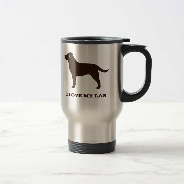 Chocolate Labrador Retriever Dog Silhouette Custom Travel Mug (Right)