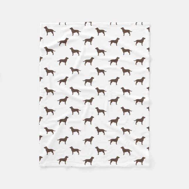 Chocolate Labrador Retriever Dog Silhouettes Labs Fleece Blanket (Front)