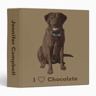 Chocolate Labrador Retriever Dog Sitting 3 Ring Binder