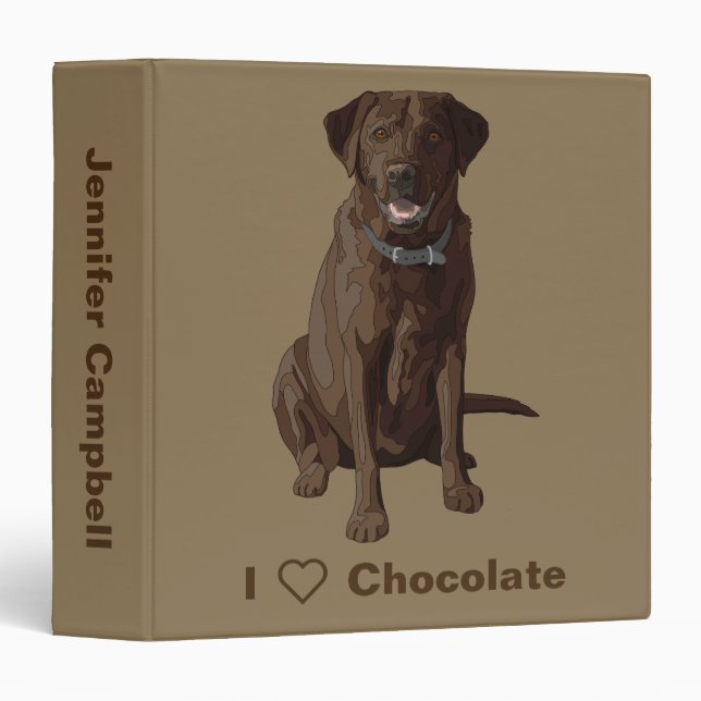 Chocolate Labrador Retriever Dog Sitting 3 Ring Binder (Front/Spine)