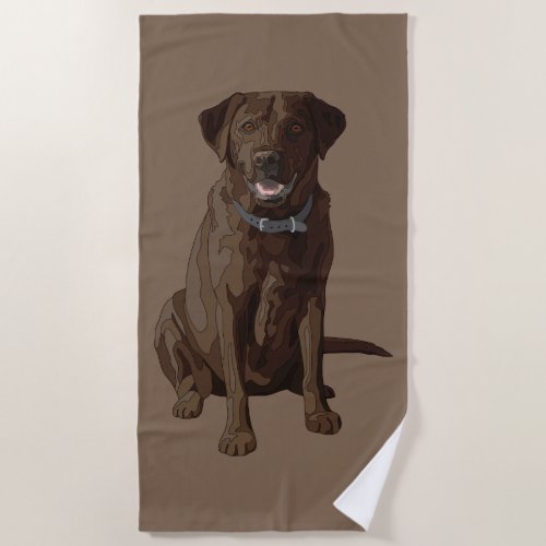 Chocolate Labrador Retriever Dog Sitting Beach Towel