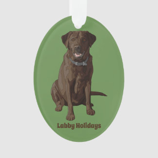 Chocolate Labrador Retriever Dog Sitting Ornament