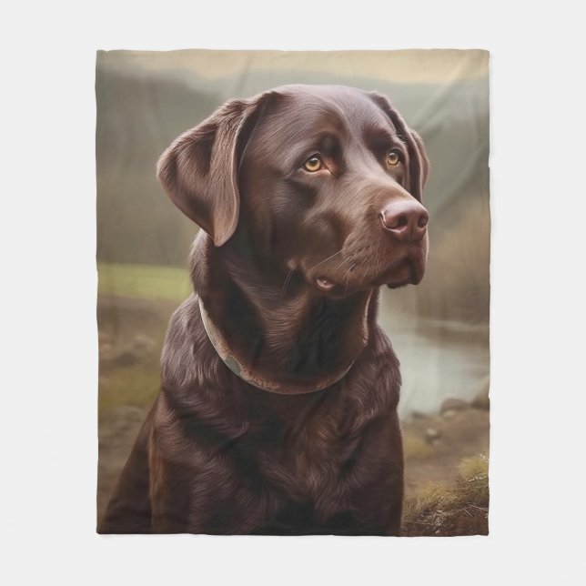 Chocolate Labrador Retriever Fleece Blanket (Front)