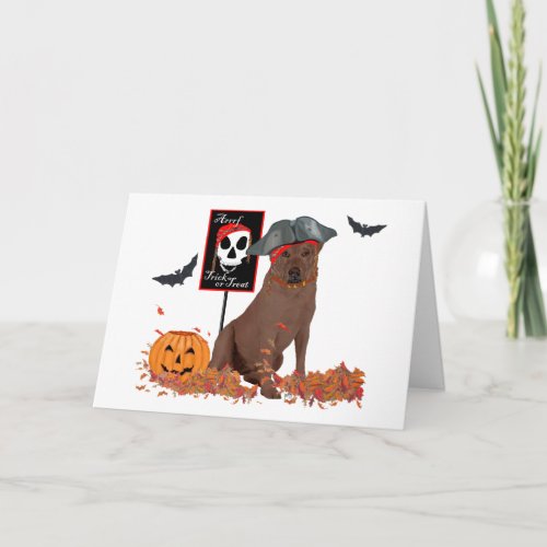 Chocolate Labrador Retriever Halloween Card