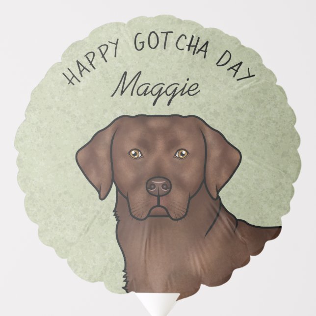 Chocolate Labrador Retriever Happy Gotcha Day Balloon (Front)