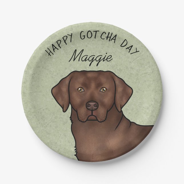 Chocolate Labrador Retriever Happy Gotcha Day Paper Plates (Front)