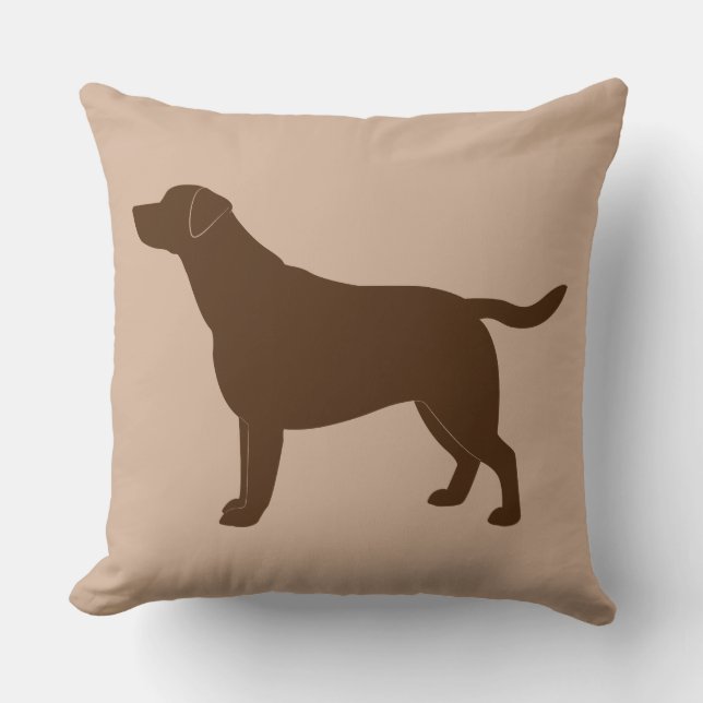 Chocolate Labrador Retriever in Silhouette Throw Pillow (Front)