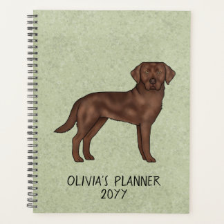 Chocolate Labrador Retriever Lab Custom Text Green Planner