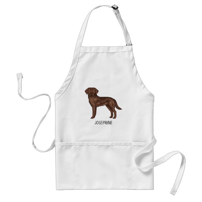 Chocolate Labrador Retriever Lab Dog Custom Name Adult Apron (Front)