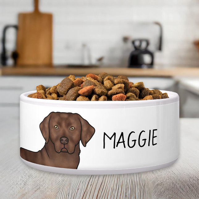 Chocolate Labrador Retriever Lab Dog Custom Name Bowl (Creator Uploaded)