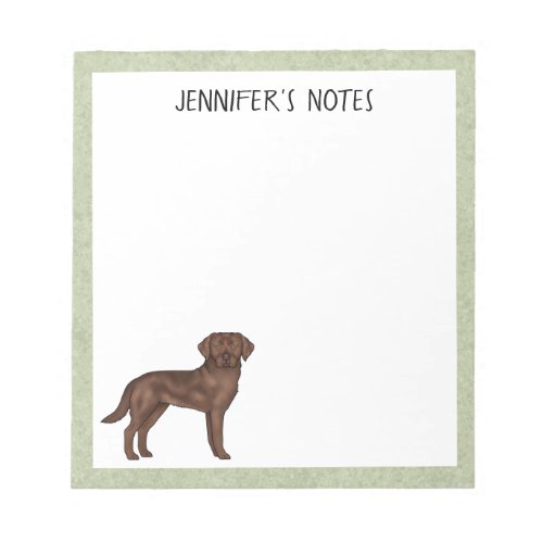 Chocolate Labrador Retriever Lab Dog Custom Name Notepad