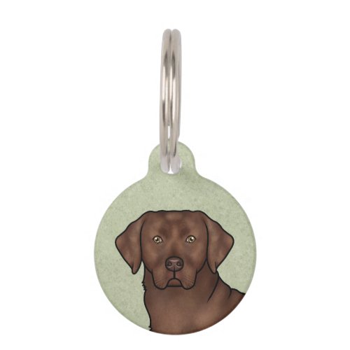 Chocolate Labrador Retriever Lab Dog Head Green Pet ID Tag