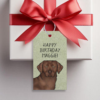 Chocolate Labrador Retriever Lab Happy Birthday Gift Tags