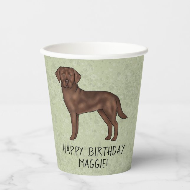 Chocolate Labrador Retriever Lab Happy Birthday Paper Cups (Front)