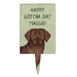 Chocolate Labrador Retriever Lab Happy Gotcha Day Cake Topper