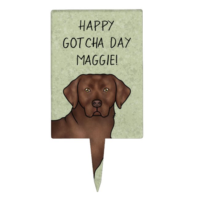 Chocolate Labrador Retriever Lab Happy Gotcha Day Cake Topper (Front)
