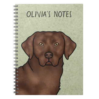 Chocolate Labrador Retriever Lab Head And Name Notebook