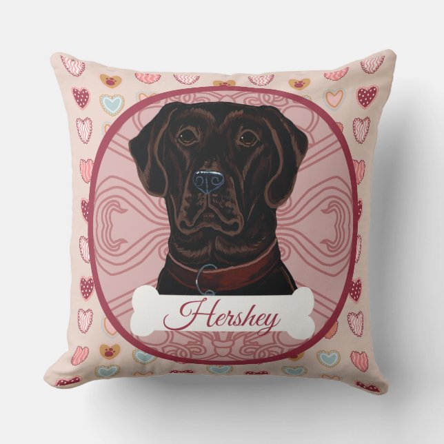 Chocolate Labrador Retriever Personalize Pillow (Front)