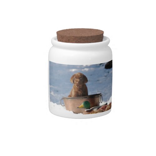 Chocolate Labrador Retriever Puppy Candy Jar