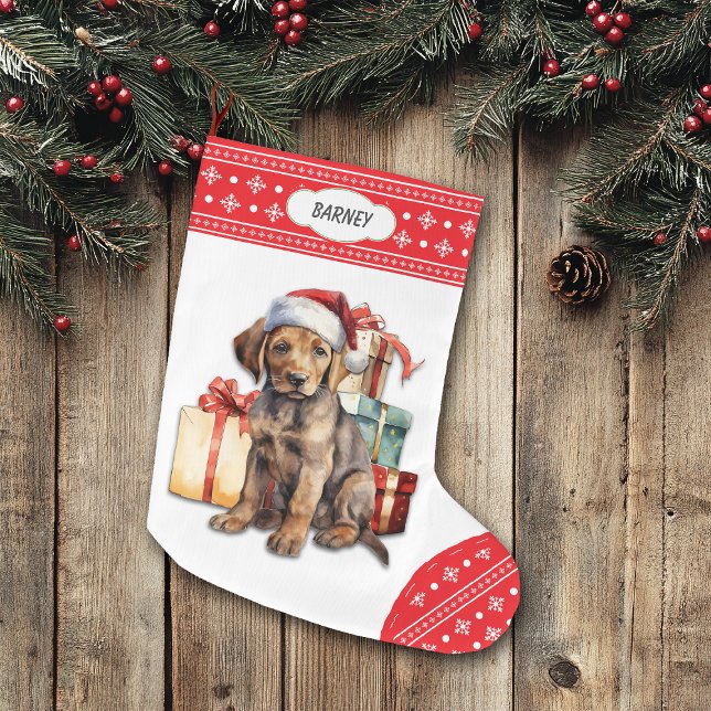 Chocolate Labrador Retriever Puppy Gifts Large Christmas Stocking (Creator Uploaded)