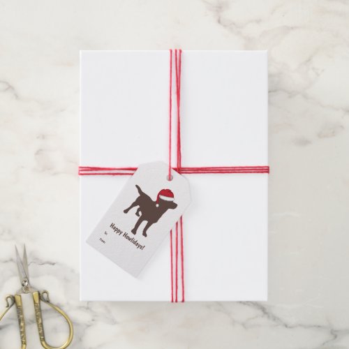 Chocolate Labrador Retriever Santa Hat Christmas Gift Tags