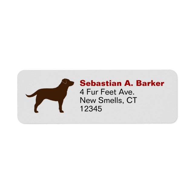 Chocolate Labrador Retriever Silhouette Brown Lab Label (Front)