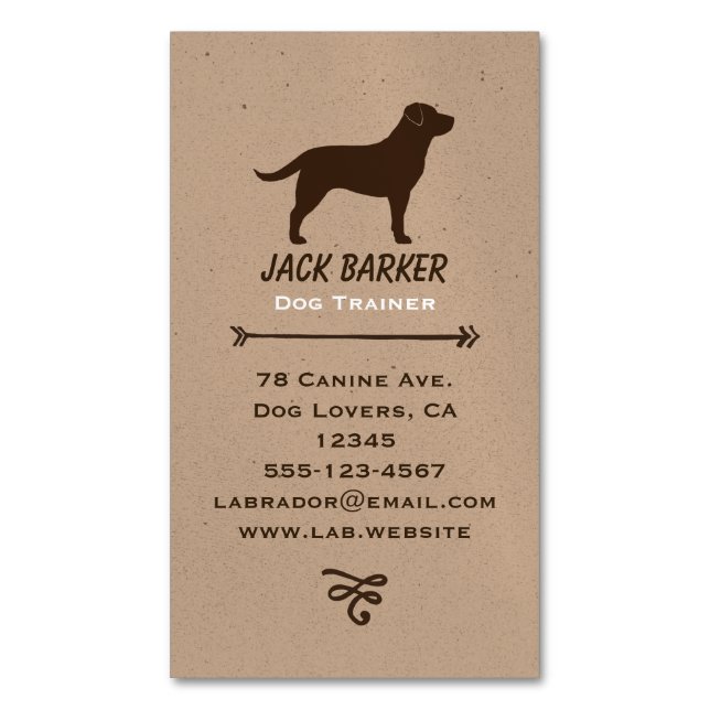 Chocolate Labrador Retriever Silhouette Business Card Magnet (Front Vertical)