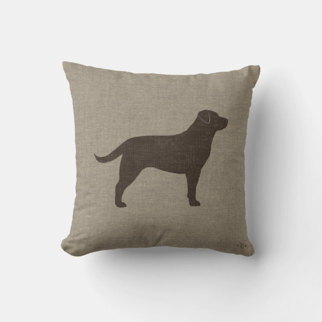 Chocolate Labrador Retriever Silhouette Dog Breed Throw Pillow (Front)