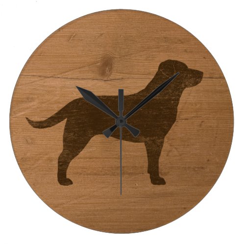 Chocolate Labrador Retriever Silhouette Large Clock
