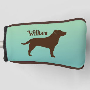 Chocolate Labrador Retriever Silhouette with Name Golf Head Cover