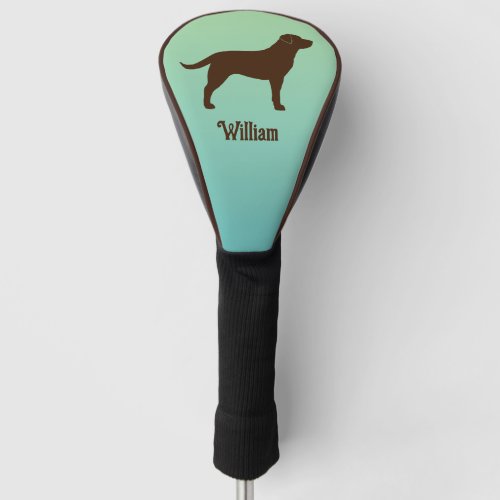 Chocolate Labrador Retriever Silhouette with Name Golf Head Cover