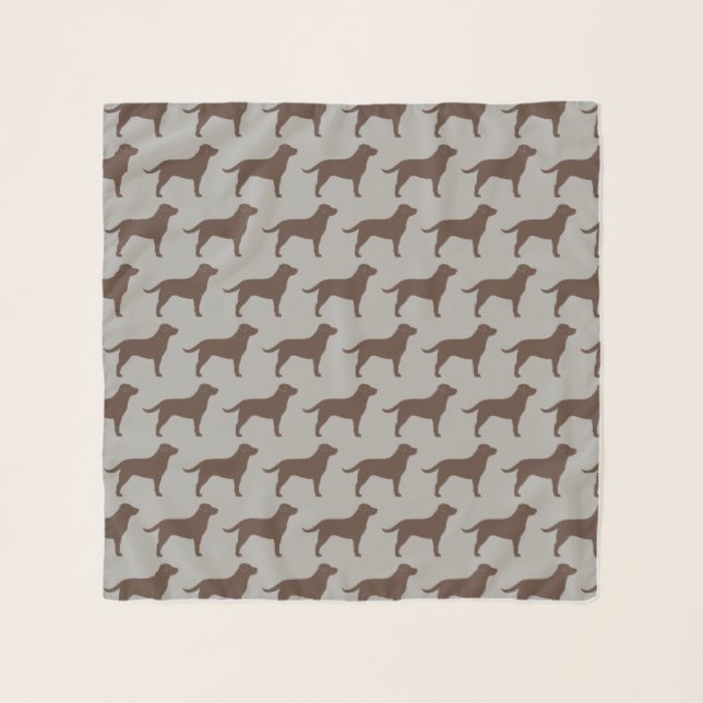 Chocolate Labrador Retriever Silhouettes Pattern Scarf (Front)