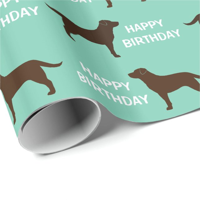 Chocolate Labrador Retriever Silhouettes Pattern Wrapping Paper (Roll Corner)