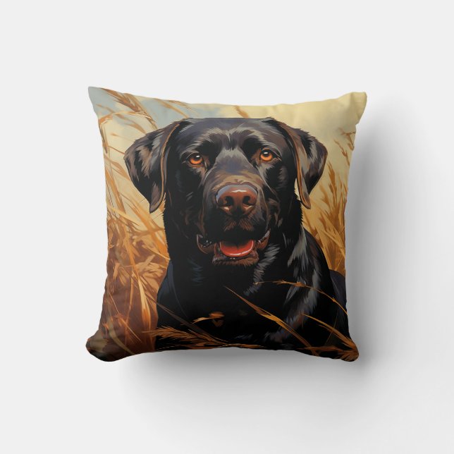 Chocolate Labrador Retriever Throw Pillow (Front)