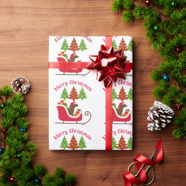 Chocolate Labrador Silhouette Christmas Sleigh Wrapping Paper (Holiday Gift)