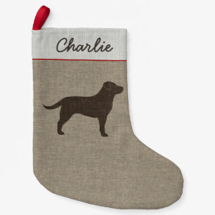Chocolate Labrador Silhouette Custom Dog Holiday Small Christmas Stocking