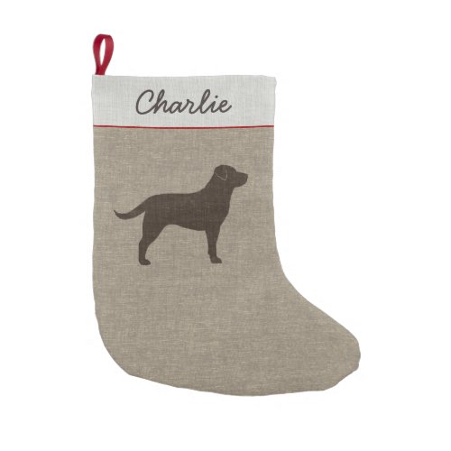 Chocolate Labrador Silhouette Custom Dog Holiday Small Christmas Stocking