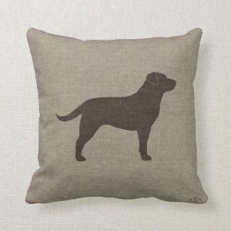 Chocolate Labrador Silhouette | Faux Linen Style Throw Pillow