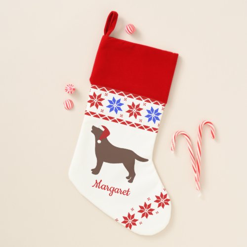 Chocolate Labrador Silhouette Santa Christmas Christmas Stocking