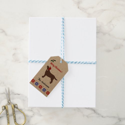 Chocolate Labrador Silhouette Santa Christmas Gift Tags